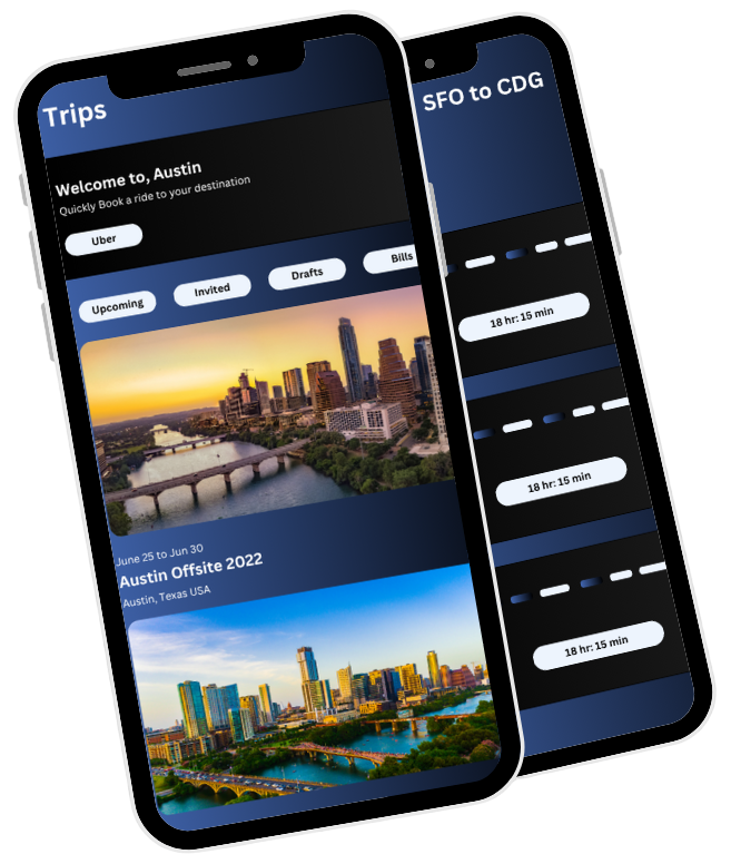 Corporate travel dashboard on mobile